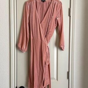 J. Crew Velvet Wrap Midi Dress in Rose Blush